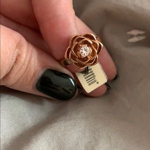 14K Gold Rose Ring with Cubic Zirconia